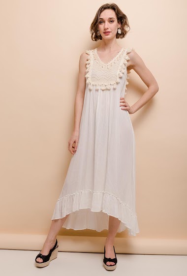 Wholesaler Arty Blush - Asymmetric dress in lace