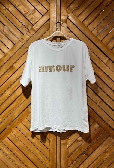 Großhändler Arty Blush - White glitter Amour t-shirt