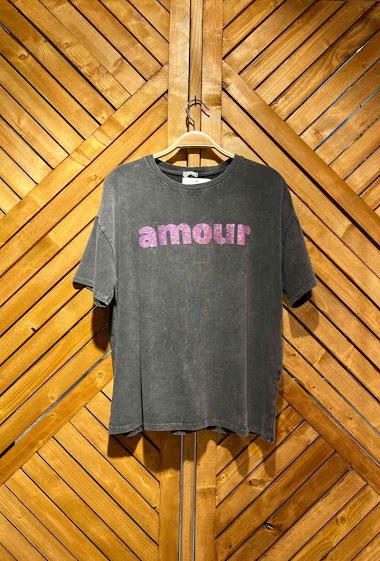 Wholesaler Arty Blush - Black glitter Amour t-shirt