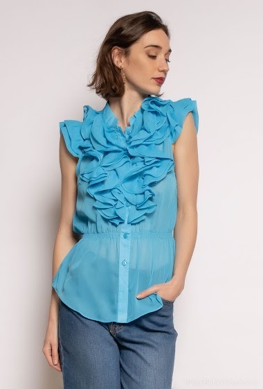 Wholesaler Ashwi - Floral Splicing Lace V-Neck Mini Dress
