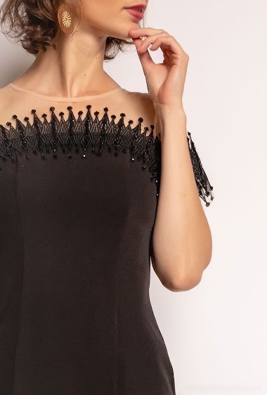Wholesaler Ashwi - Short Black Party Dress with Glitter design