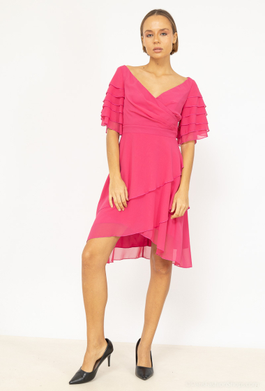 Wholesaler Ashwi - Elegant dress with ruffled sleeves