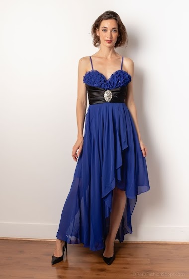 Wholesaler Ashwi - Sleeveless Fluid Print Dress Women Elegant Lace Up with jewel Evening Wear