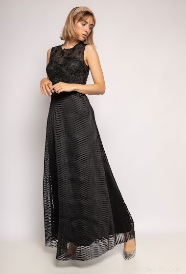 Wholesaler Ashwi - Maxi dress with embroidery and mesh