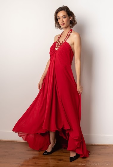 Wholesaler Ashwi - A-Line Halter Floor Length jewel neck dress