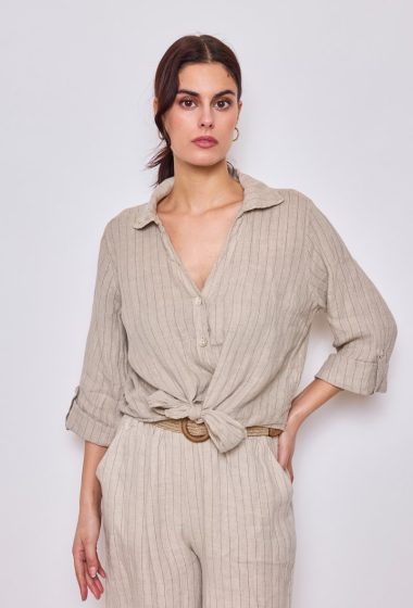 Wholesaler Astra - Linen shirt with stripes
