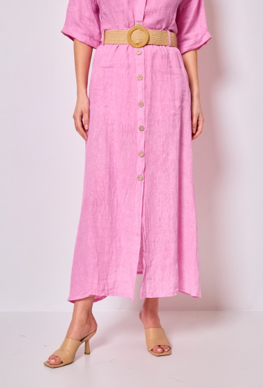 Wholesaler Astra - Linen skirt with buttons