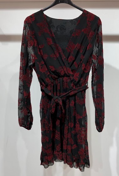 Wholesaler Atelier de Mila - BURGUNDY PRINT DRESS