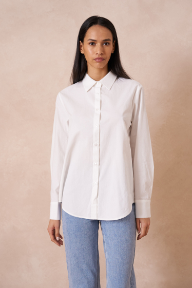 Wholesaler Attentif - Plain cotton shirt with lapel collar