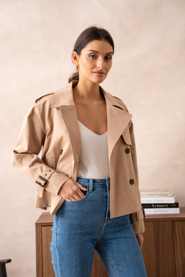 Grossiste Attentif - Trench cropped oversize uni