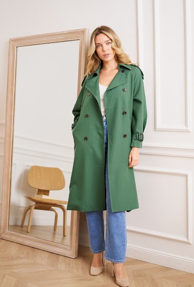 Long Plain Belted Trench