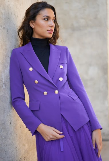 Wholesaler Attentif - Fitted Blazer with Golden Buttons