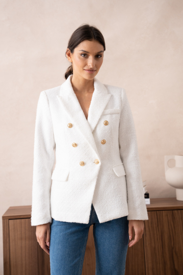 Wholesaler Attentif - Plain Tweed Fitted Blazer