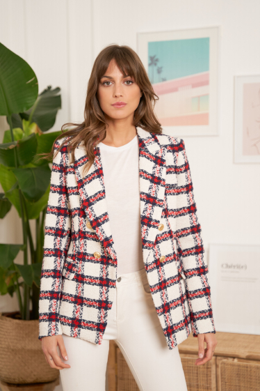 Wholesaler Attentif - Check Tweed Fitted Blazer