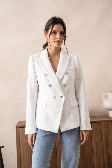 Wholesaler Attentif - Fitted tweed blazer jacket