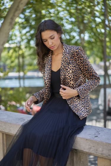 Wholesaler Attentif - Leopard printed velvet blazer