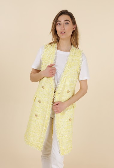 Grossiste Attentif - Veste Robe Sans Manches en Tweed