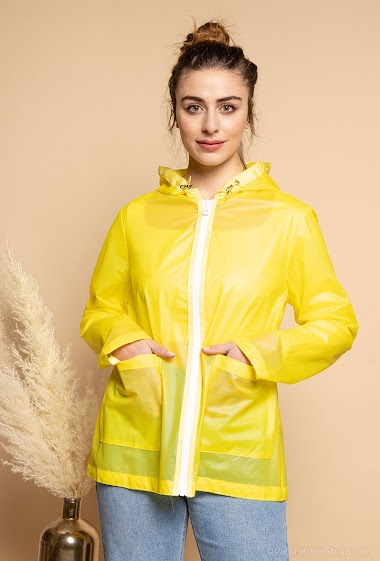 Wholesaler Attrait Paris - Translucent short raincoat with hood