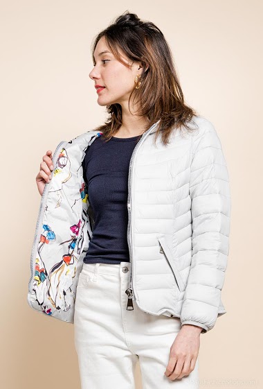 Wholesaler Attrait Paris - Down jacket with hood, "catwalk" print inside