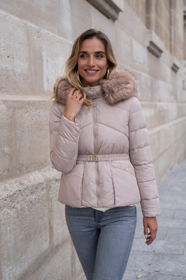 Short down jacket with metallic fur hood Attrait Paris | Paris