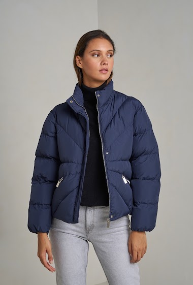 Wholesaler Attrait Paris - Short oversized puffer jacket with stand collar