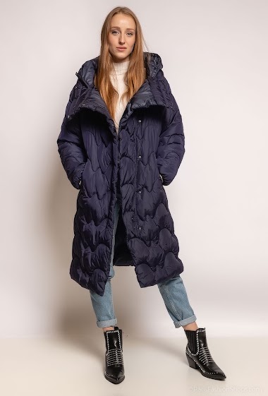 Wholesaler Attrait Paris - Long down jacket, hood, large fit