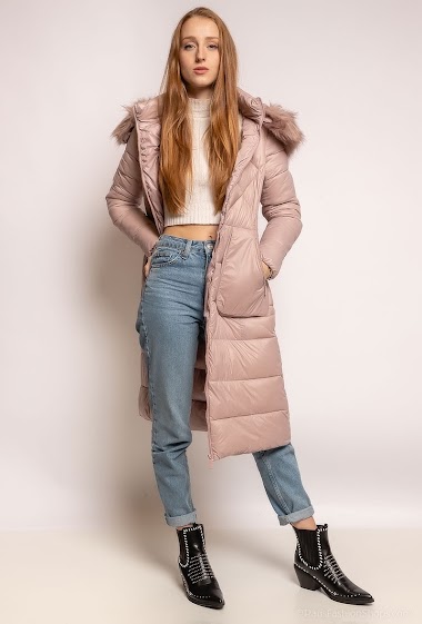 Wholesaler Attrait Paris - Long down jacket, hood, bellows pocket
