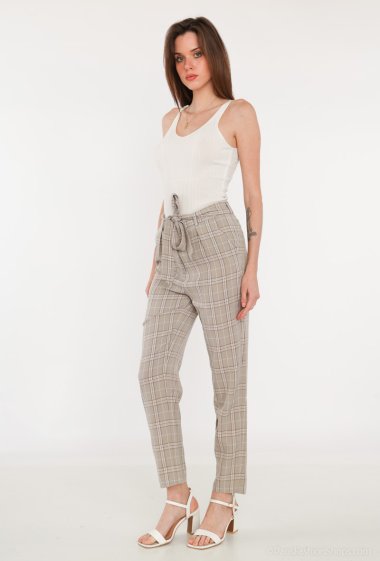 Wholesaler Attrait Paris - Checked trousers with tightening waistband