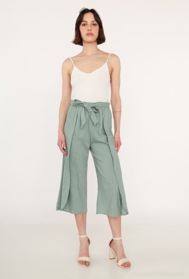 Wholesaler Attrait Paris - Fluid 7/8 linen blend trousers