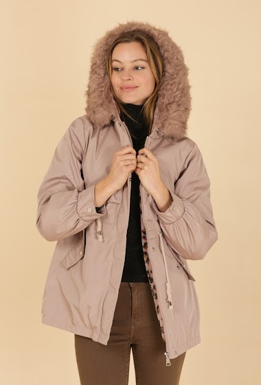 Wholesaler Attrait Paris - Mid-length parka with removable fur on the hood