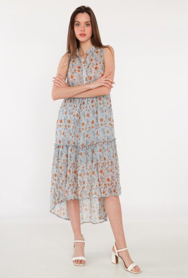Wholesaler Attrait Paris - Long sleeveless dress with gathered tiers