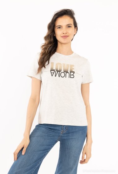 Wholesaler Attrait Paris - T-shirt with "LOVE" lettering in glitter