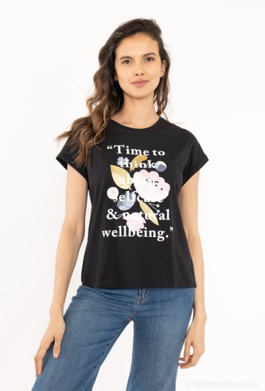 Grossiste Attrait Paris - T-shirt avec inscription « Time to think about selfcare & natural wellbeing »