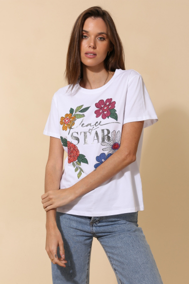 Grossiste Attrait Paris - T-shirt en coton avec un arrangement floral coloré