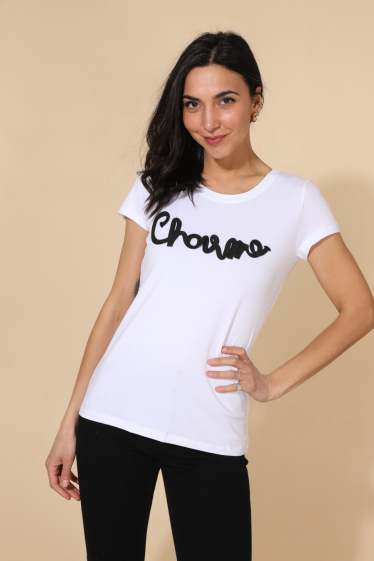 Grossiste Attrait Paris - T-shirt en coton brodé CHARME