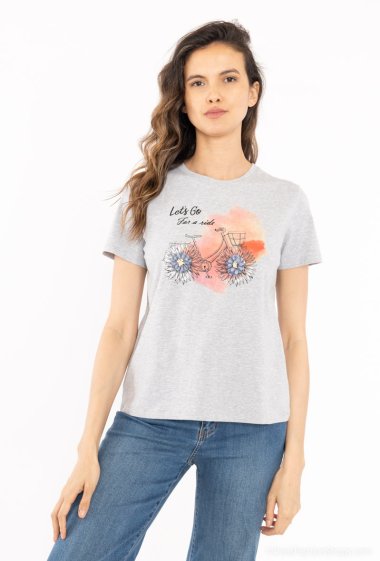 Grossiste Attrait Paris - T-shirt en coton imprimé avec illustration aquarelle