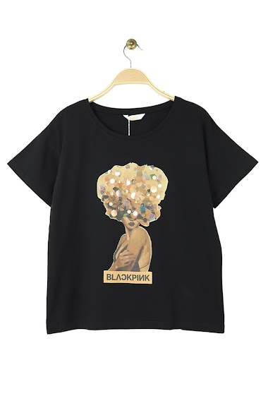 Grossiste Attrait Paris - T-shirt en coton imprimé avec illustration « Blackpink »