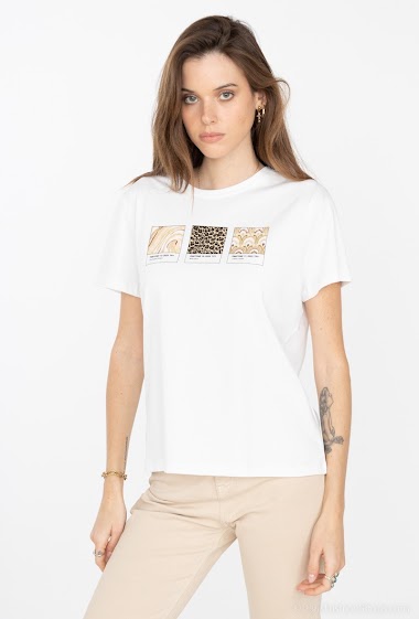 Grossiste Attrait Paris - T-shirt en coton imprimé avec trio de motifs
