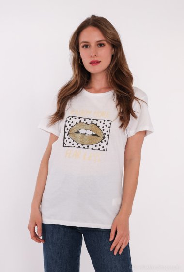 Großhändler Attrait Paris - Bedrucktes Baumwoll-T-Shirt mit „ENJOY MORE“-Grafik
