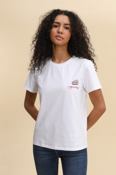 Mayorista Attrait Paris - Camiseta de algodón estampada con imagen de delicioso pastel
