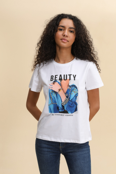 Grossiste Attrait Paris - T-shirt en coton imprimé avec visuel relief Best Version