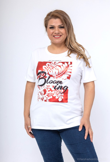 Grossiste Attrait Paris - T-shirt en coton imprimé Blooming Grande taille