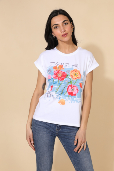 Grossiste Attrait Paris - T-shirt en coton imprimé Fleurs