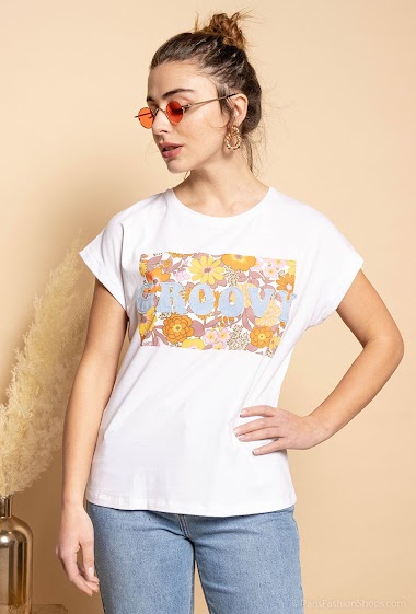 Grossiste Attrait Paris - T-shirt en coton imprimé « Groovy »