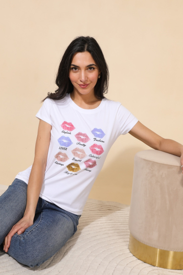 Grossiste Attrait Paris - T-shirt en coton imprimé Kiss Warhol