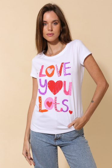 Grossiste Attrait Paris - T-shirt en coton imprimé "Love you lots."