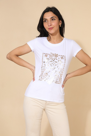 Grossiste Attrait Paris - T-shirt en coton imprimé Push your Luck