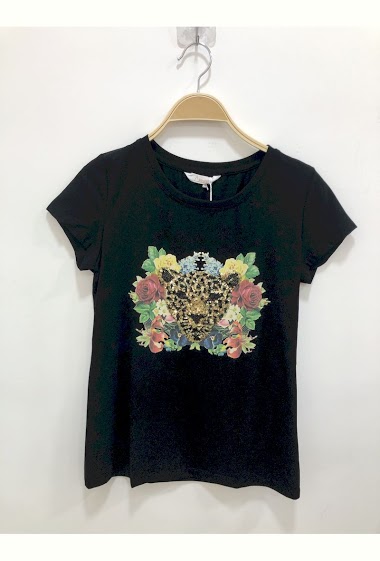 Wholesaler Attrait Paris - Sequin leopard print T-shirt