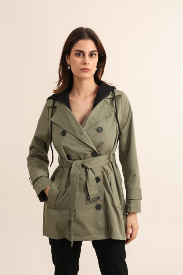 Wholesaler Attrait Paris - Long trench coat with tie belt