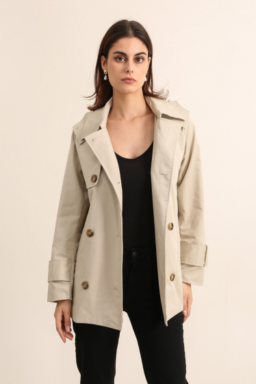 Wholesaler Attrait Paris - Long trench coat with tie belt